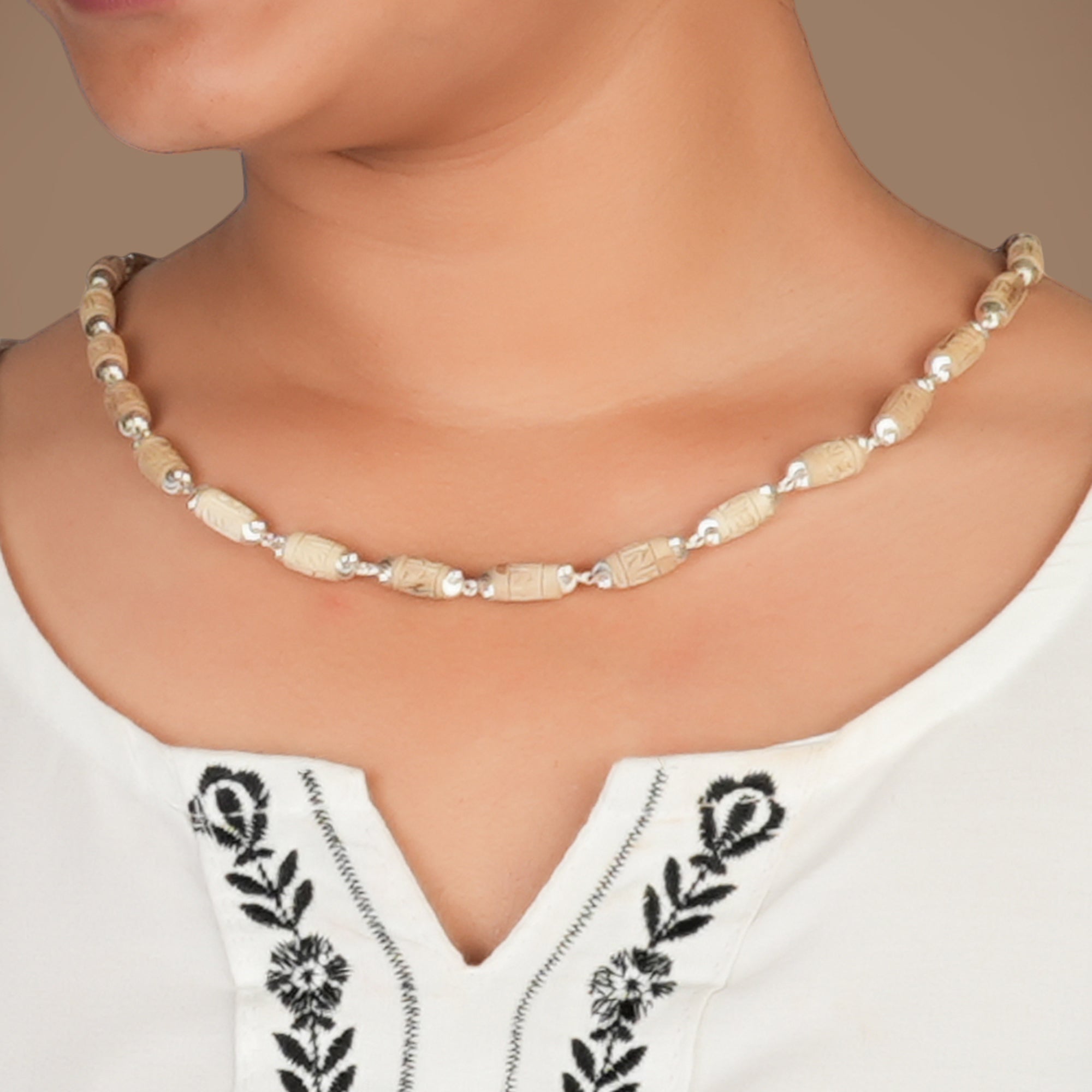 Silver Radhe Naam Tulsi Mala – for Japa