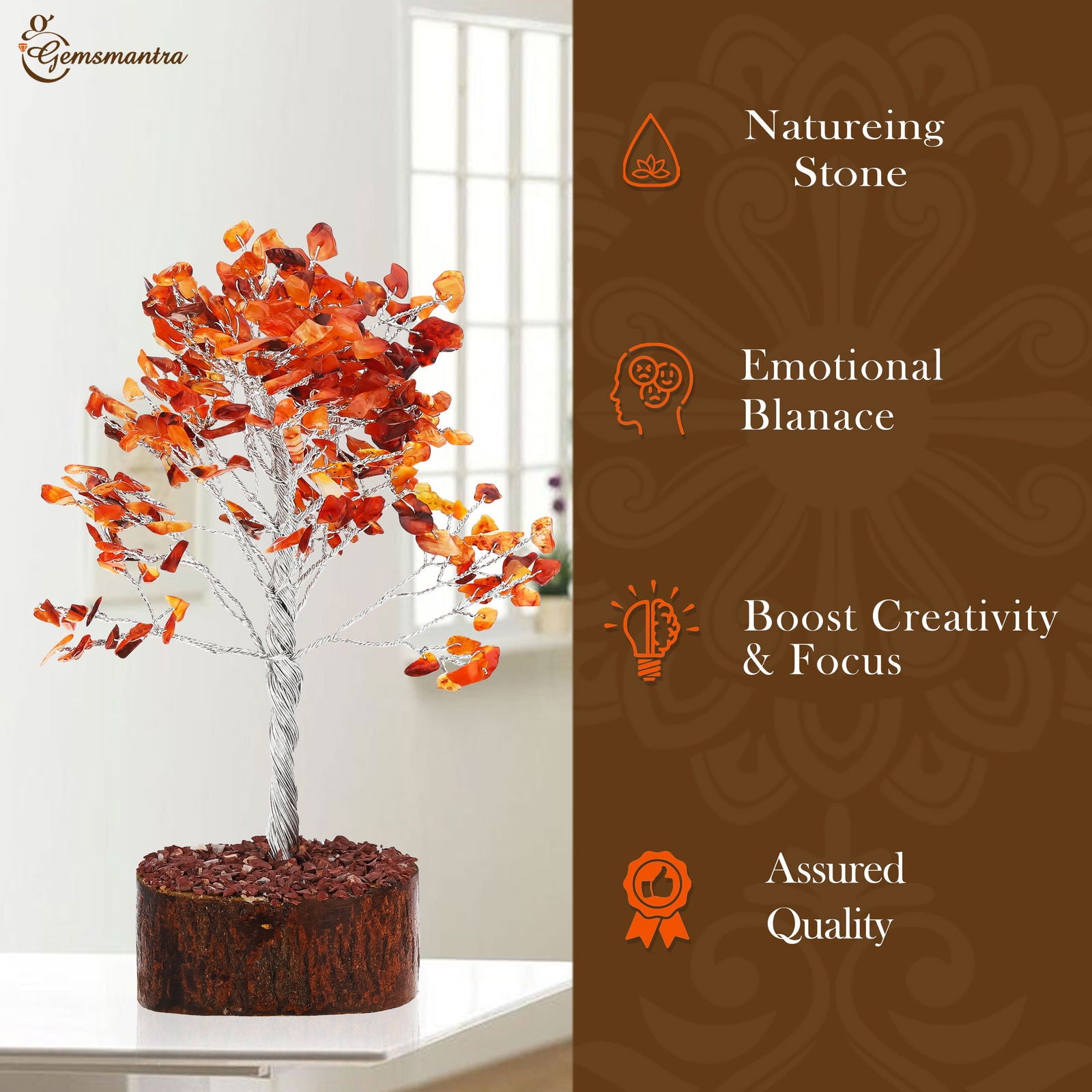 Large Carnelian Crystal Tree - Gemsmantra