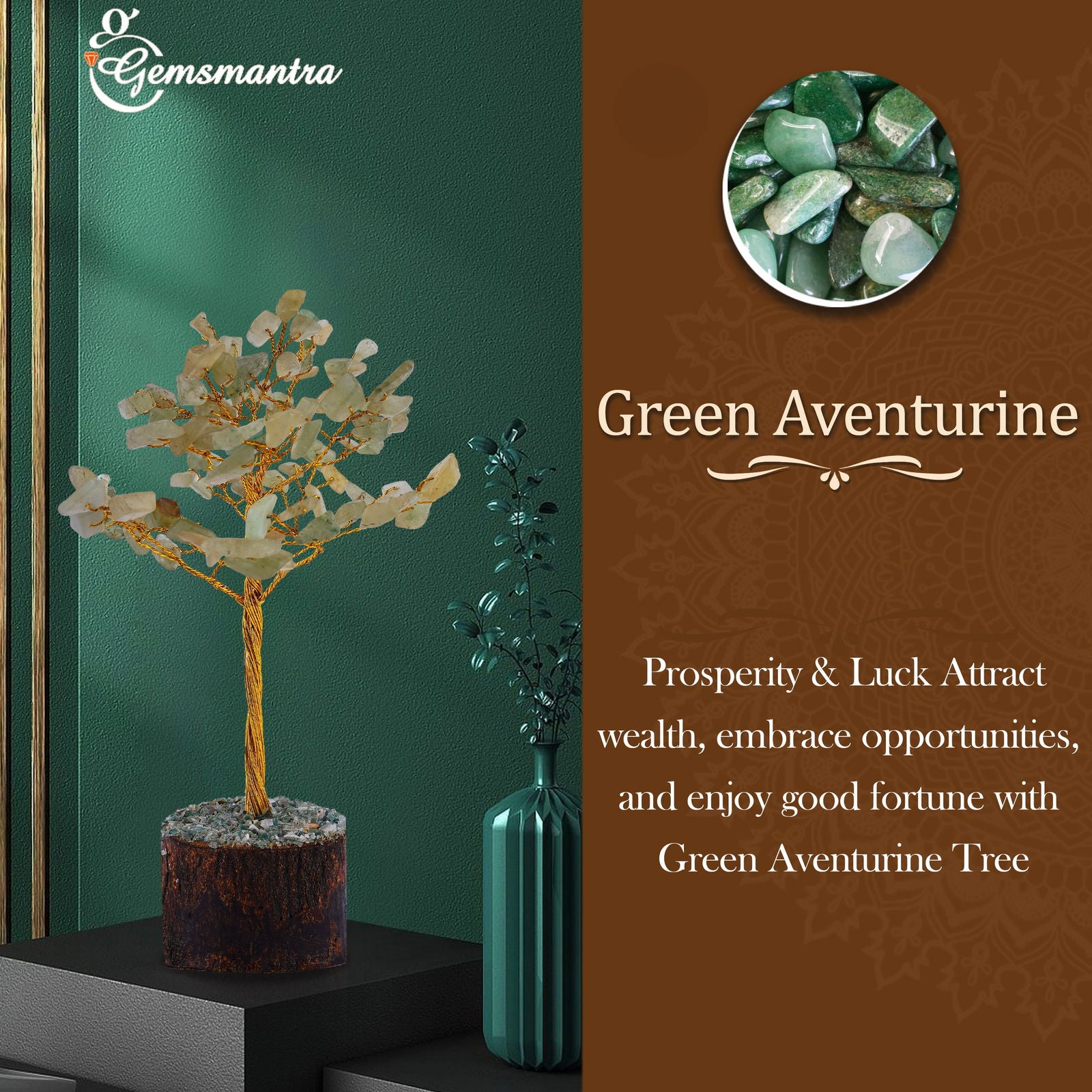 Large Green aventurine Crystal Tree - Gemsmantra