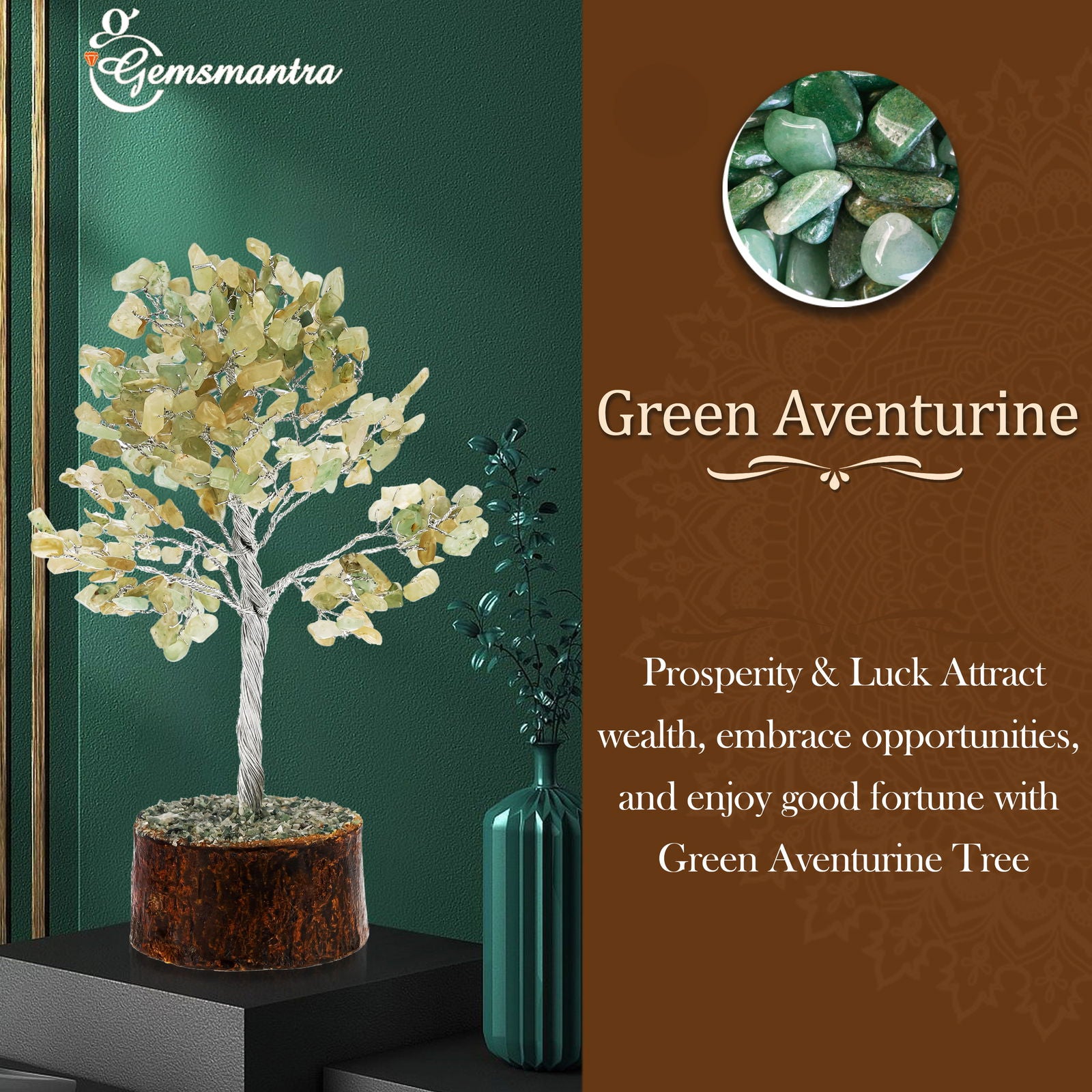 Large Green aventurine Crystal Tree - Gemsmantra