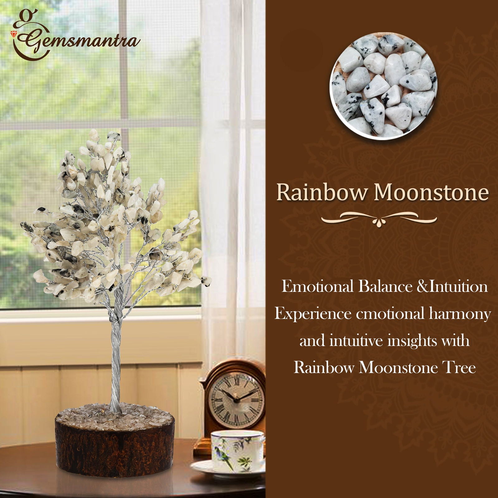 Large Rainbow Moonstone Crystal Tree - Gemsmantra