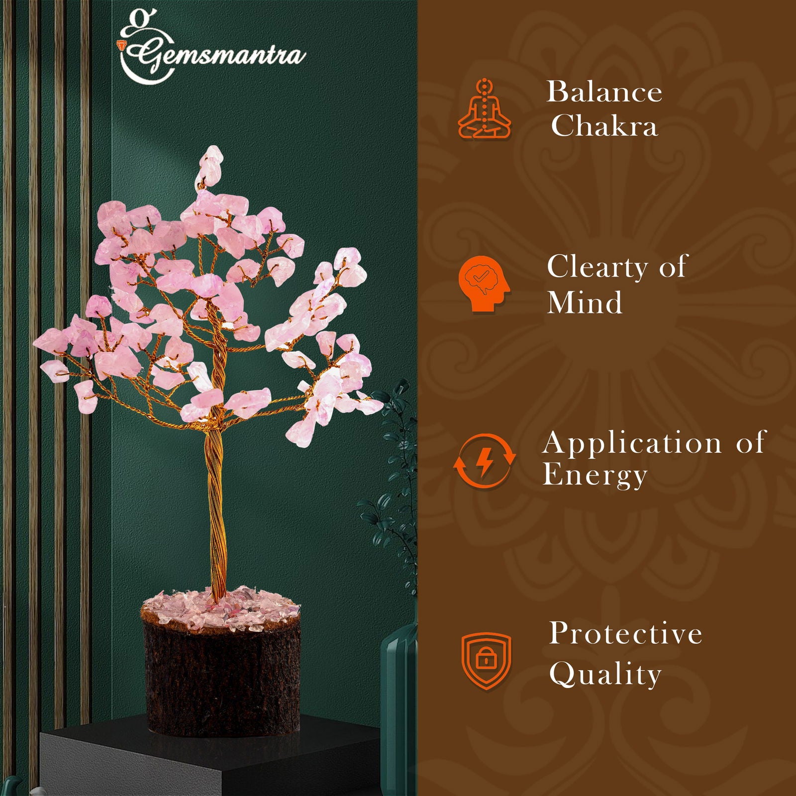 Large Rose-quartz Crystal Tree - Gemsmantra