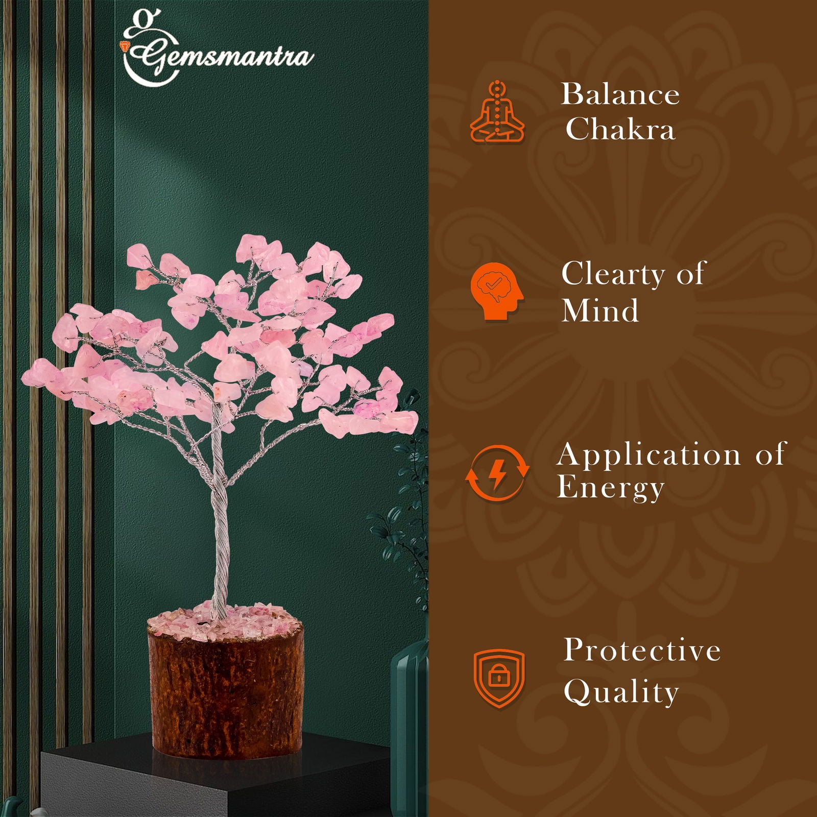 Large Rose-quartz Crystal Tree - Gemsmantra