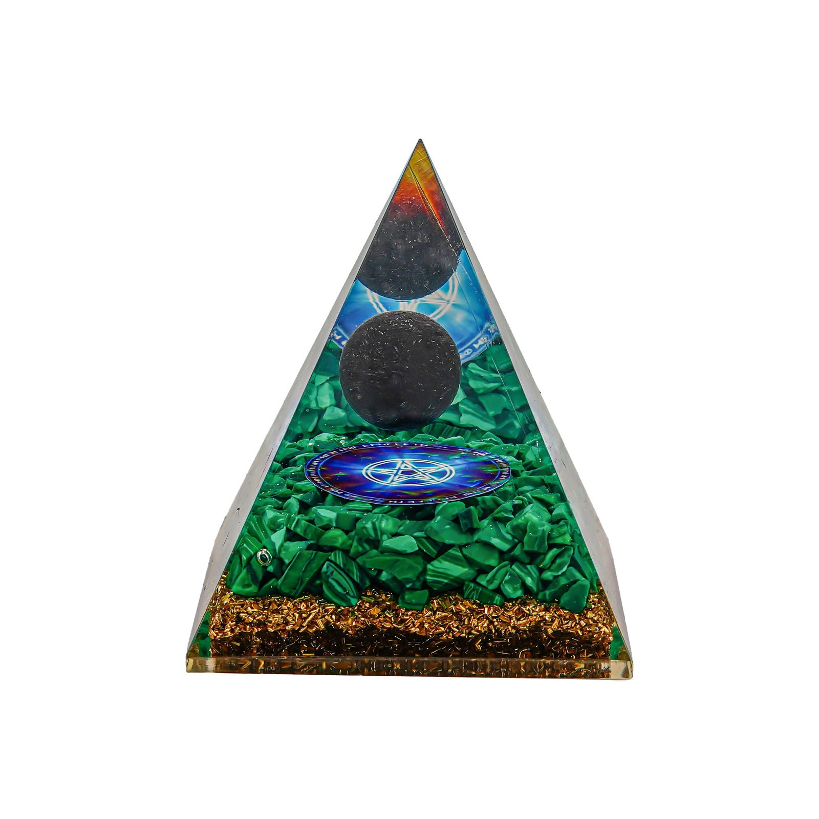 Malachite With Black Ball Pyramid - Gemsmantra