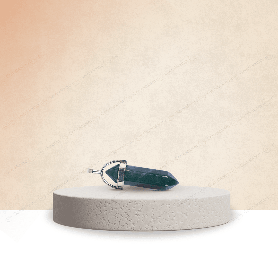 Moss Agate Double Terminated Pencil Pendant - Gemsmantra
