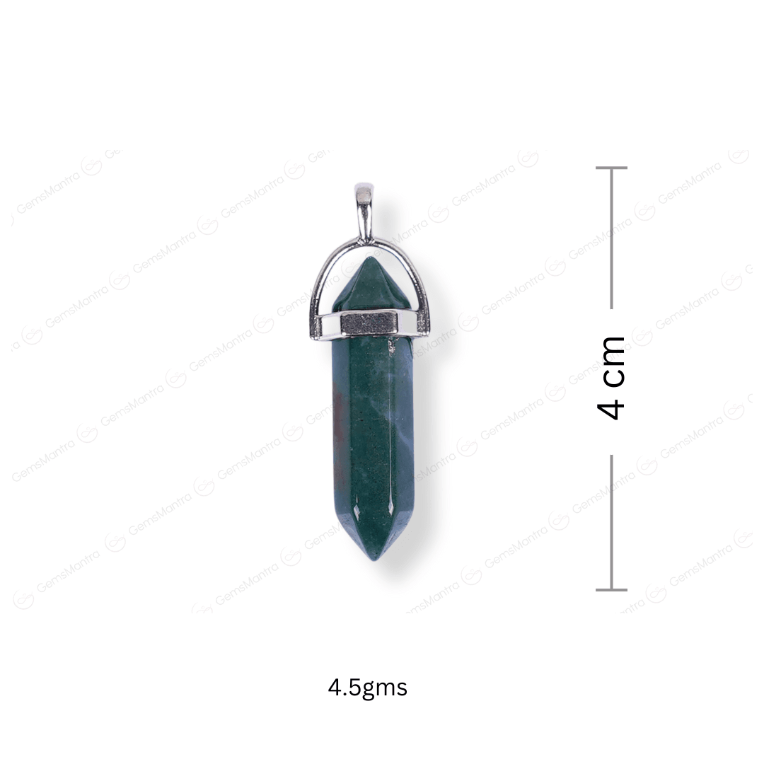 Moss Agate Double Terminated Pencil Pendant - Gemsmantra