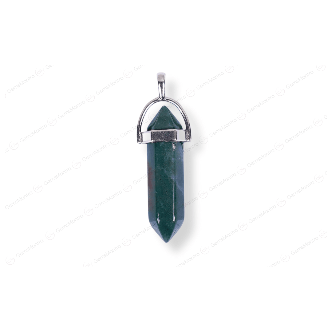 Moss Agate Double Terminated Pencil Pendant - Gemsmantra
