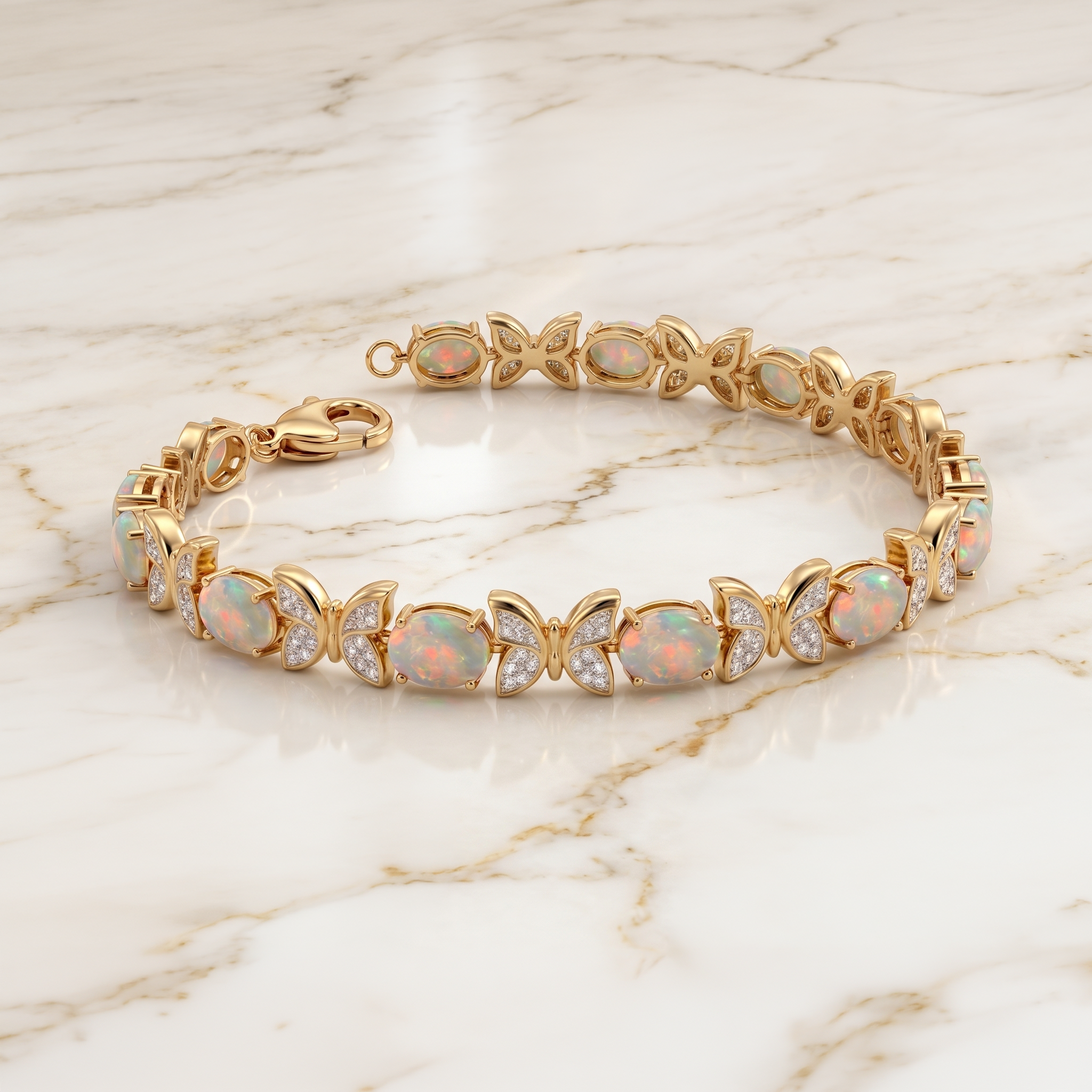 Women's 9KT Gold Opal Butterfly Bracelet