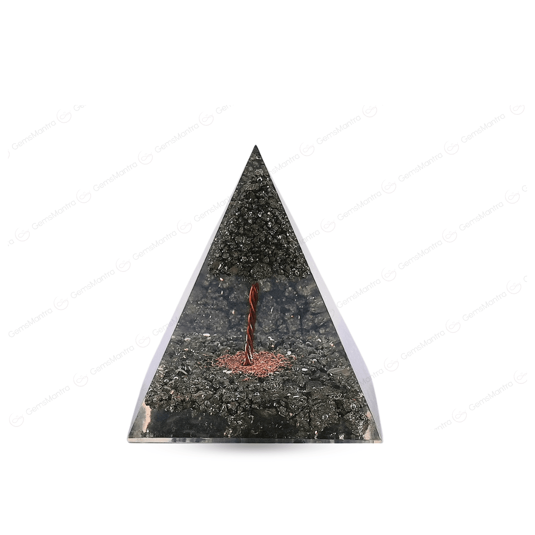 Pyrite Tree Orgonite Nubian Pyramid/Orgone Pyramid - Gemsmantra