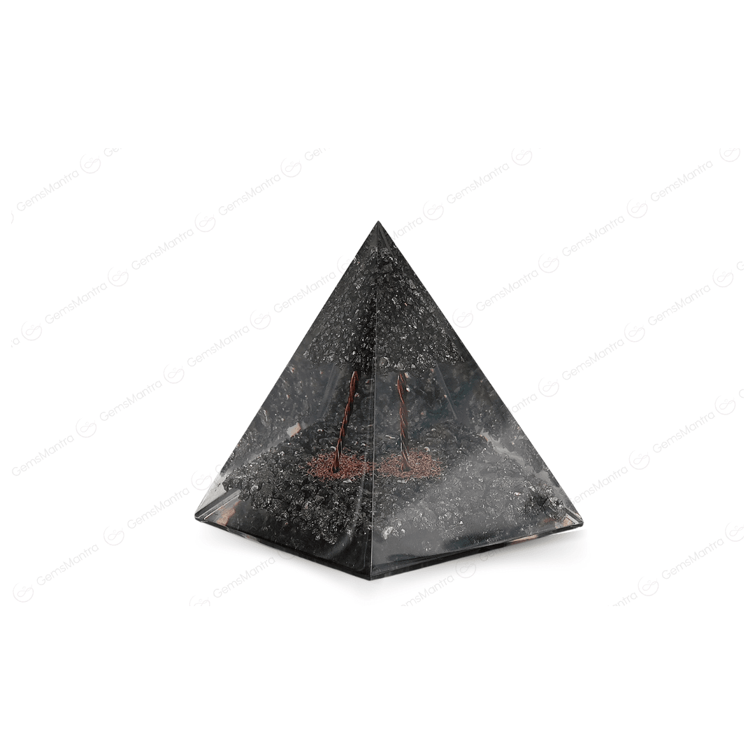 Pyrite Tree Orgonite Nubian Pyramid/Orgone Pyramid - Gemsmantra