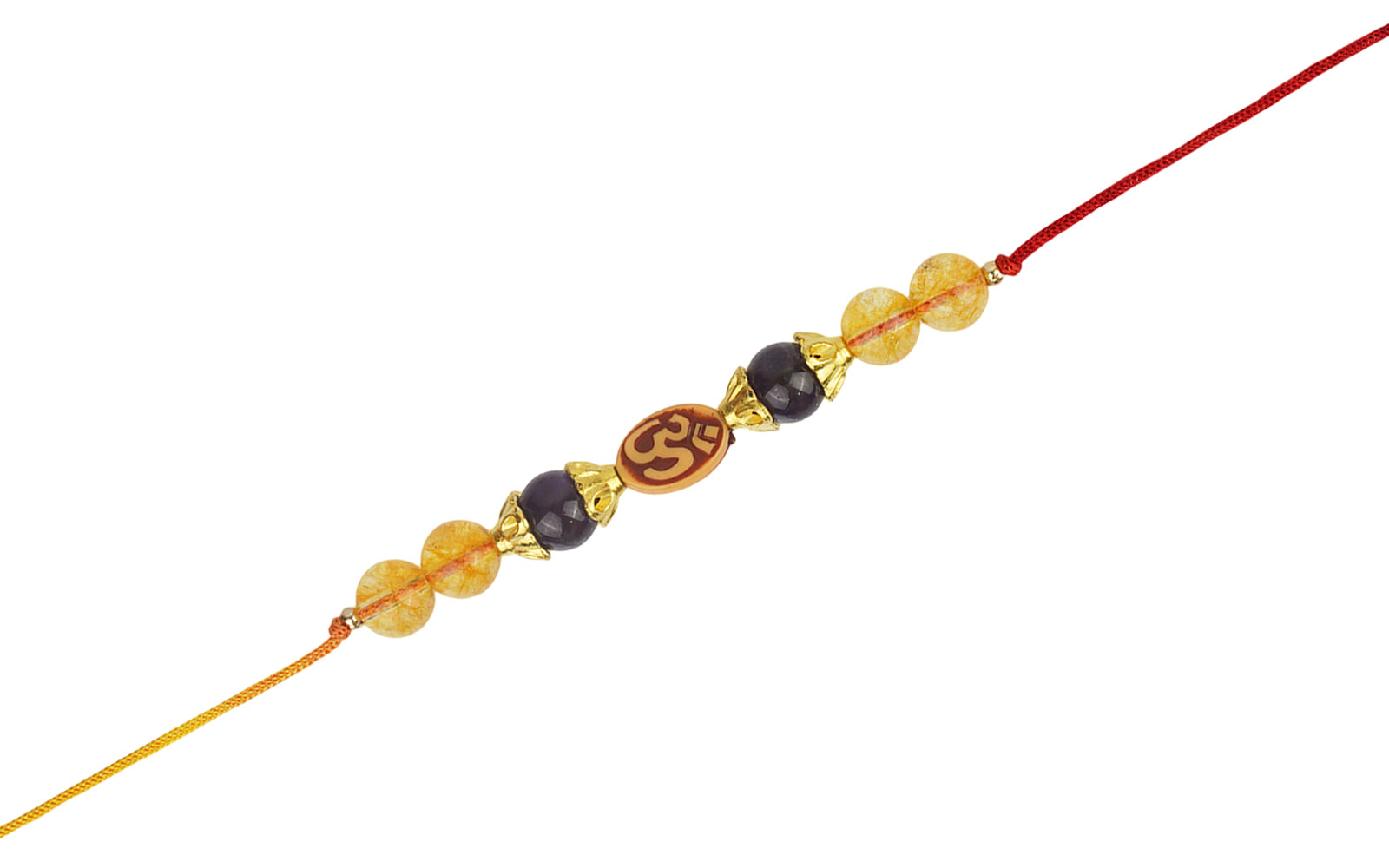 Energized Om Rakhi – Citrine & Onyx Healing Crystal Rakhi for Brother