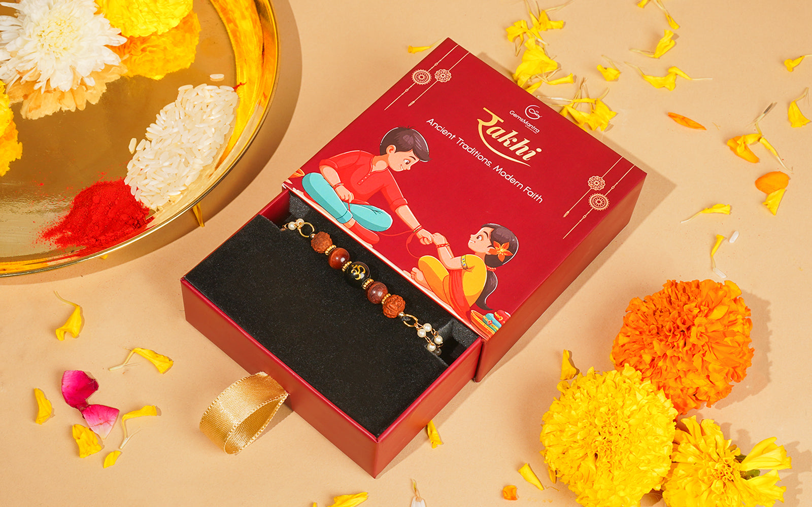 Om Rudraksha Rakhi – Spiritual Rakhi for Brother's Protection