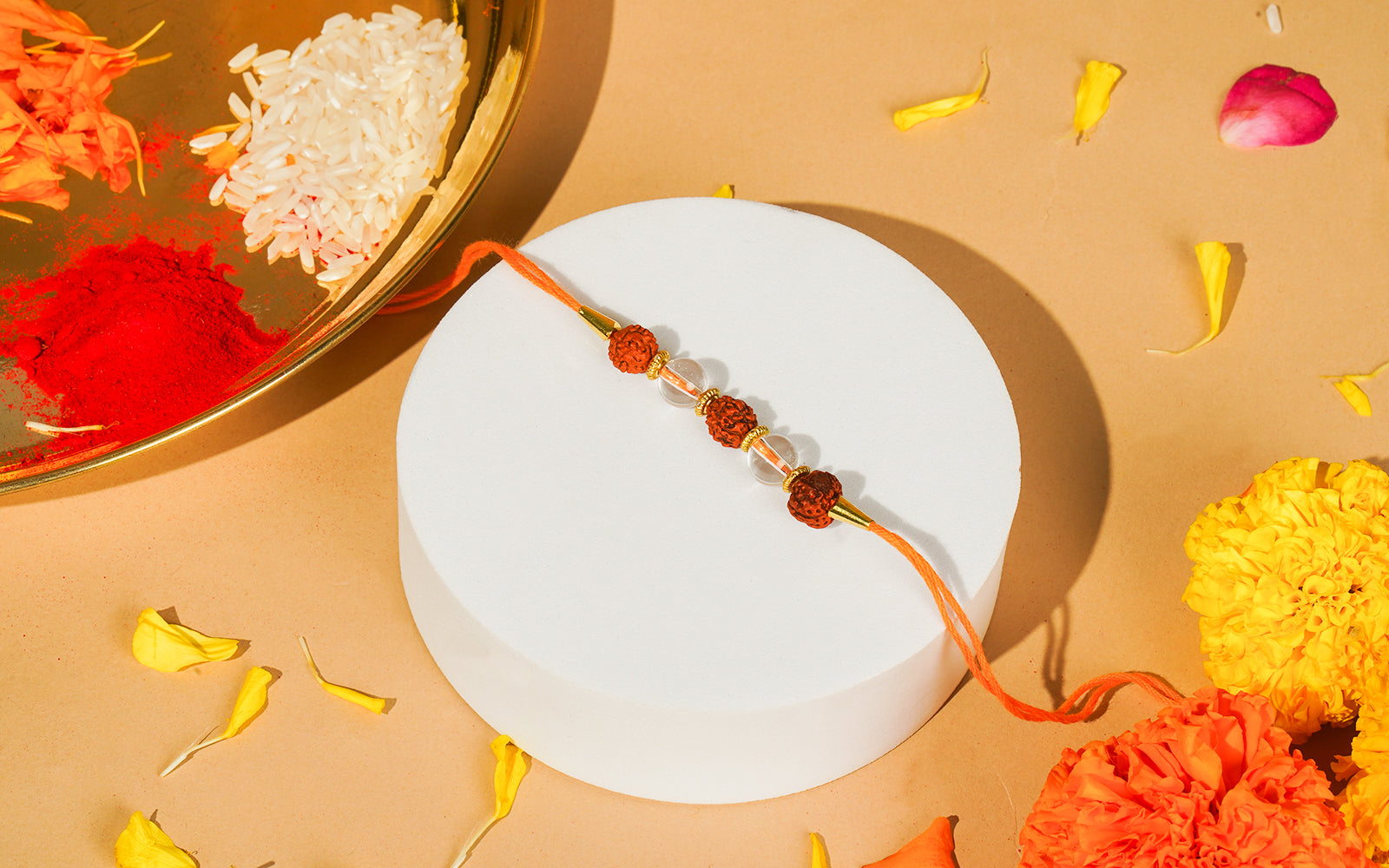 Crystal Rudraksha Rakhi - Sacred Raksha Bandhan Rakhi for Brother