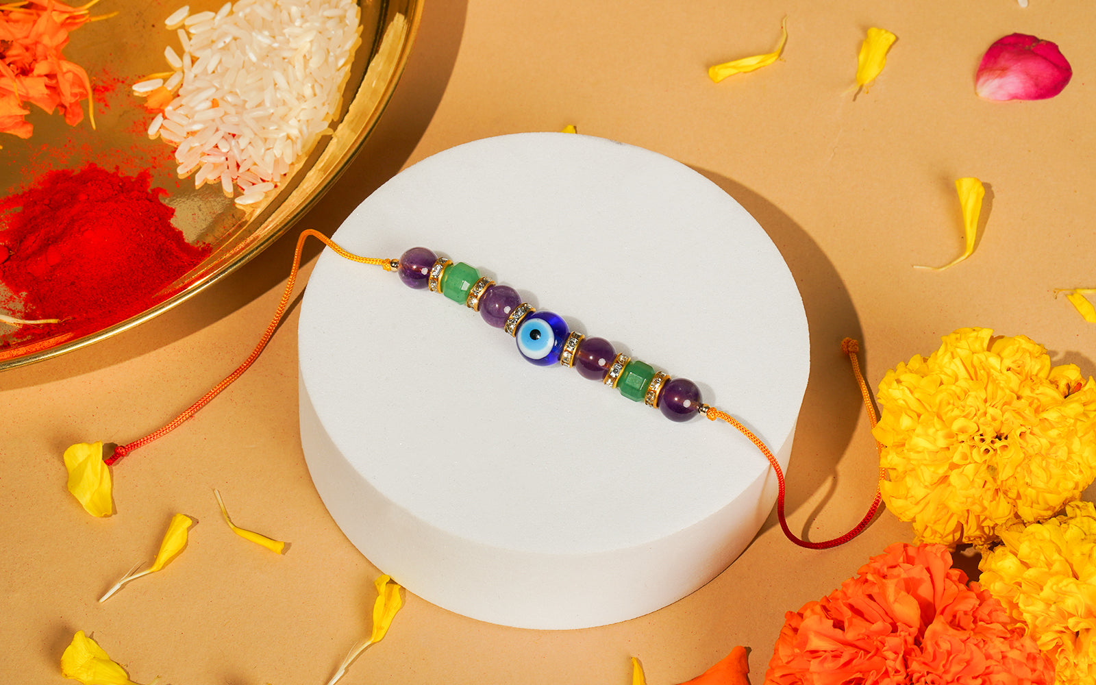 Evil Eye Rakhi with Amethyst & Aventurine – Protection & Positivity Rakhi