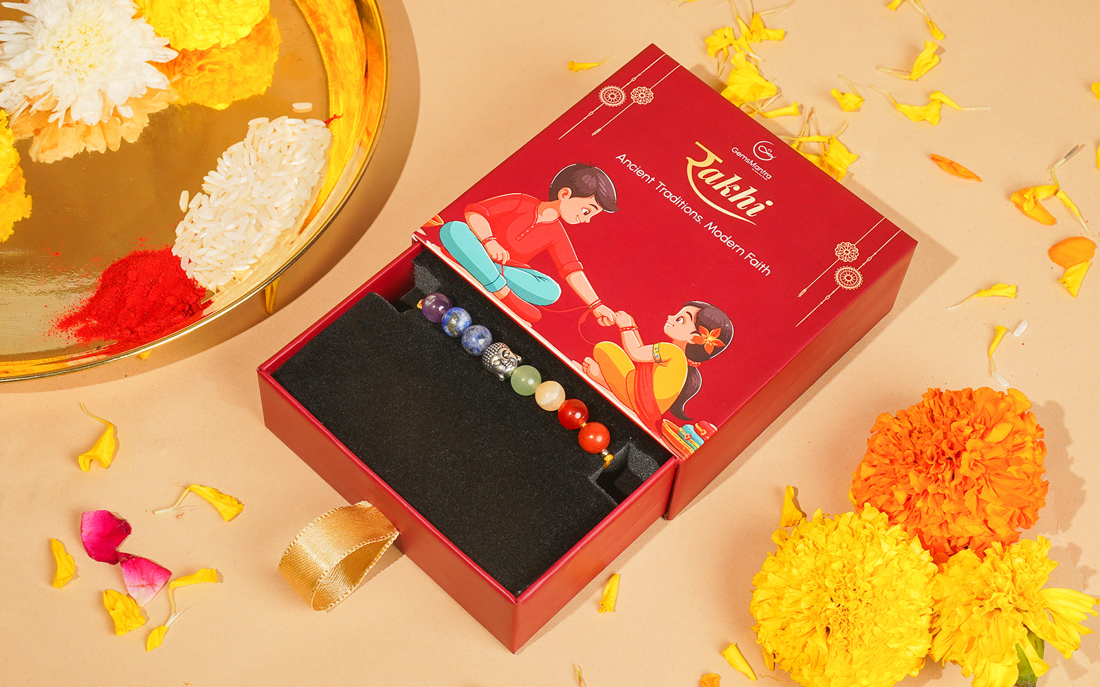 Seven Chakra Rakhi –  Rakhi with Buddha Bead