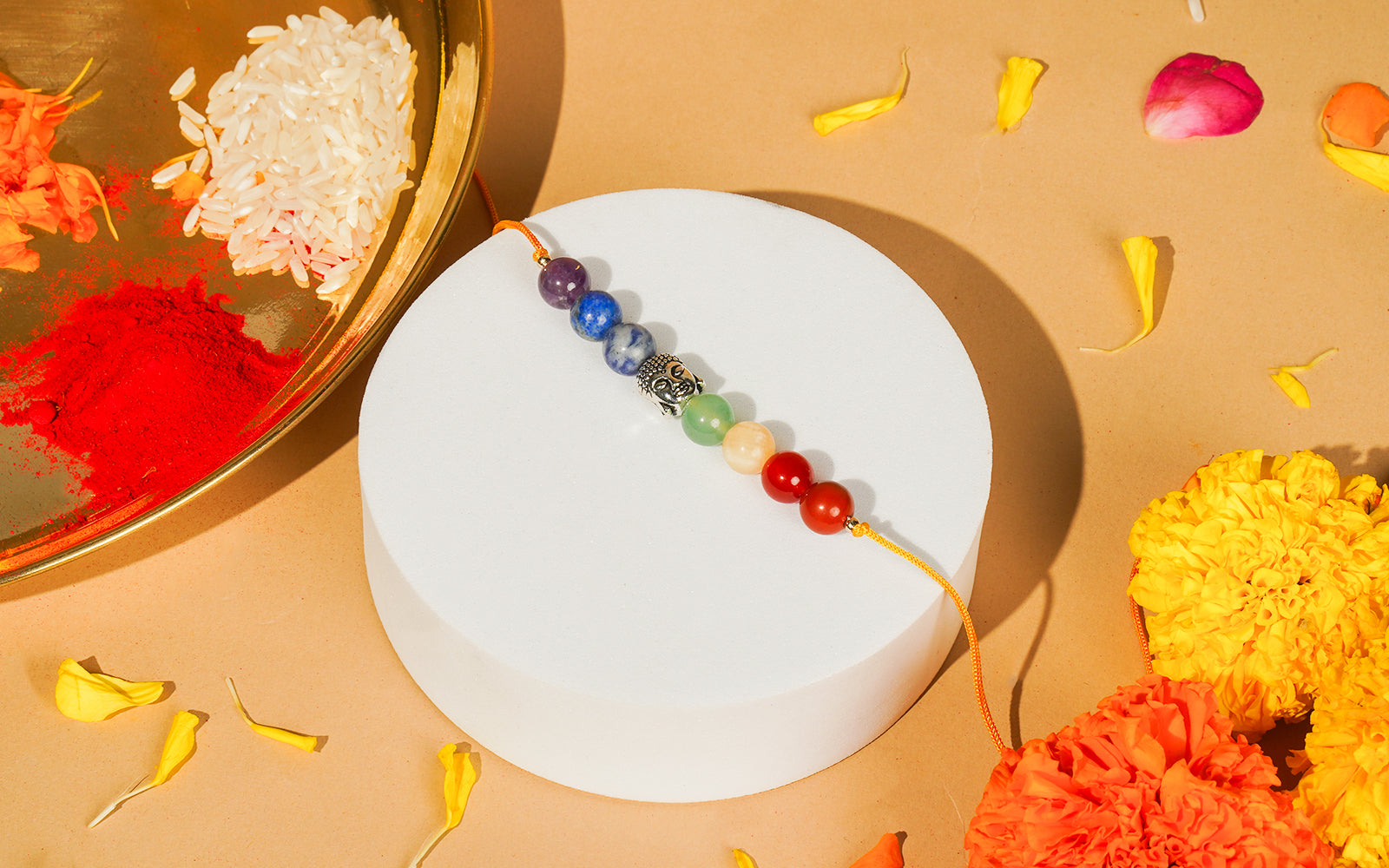 Seven Chakra Rakhi –  Rakhi with Buddha Bead