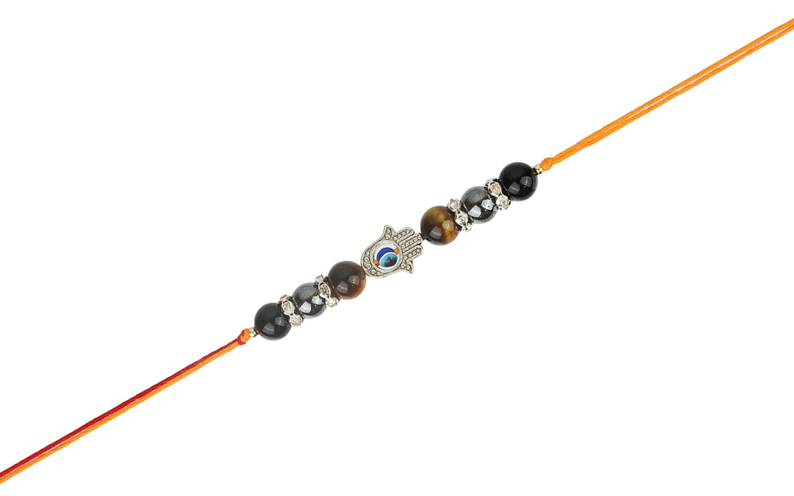 Protective Energy Rakhi – Hamsa Hand Rakhi with Tiger Eye Beads