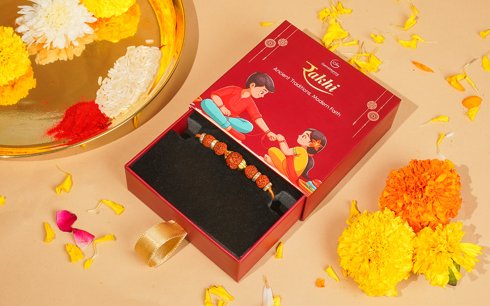Spiritual Rakhi with Rudraksha Beads -  Rakhi for Brother