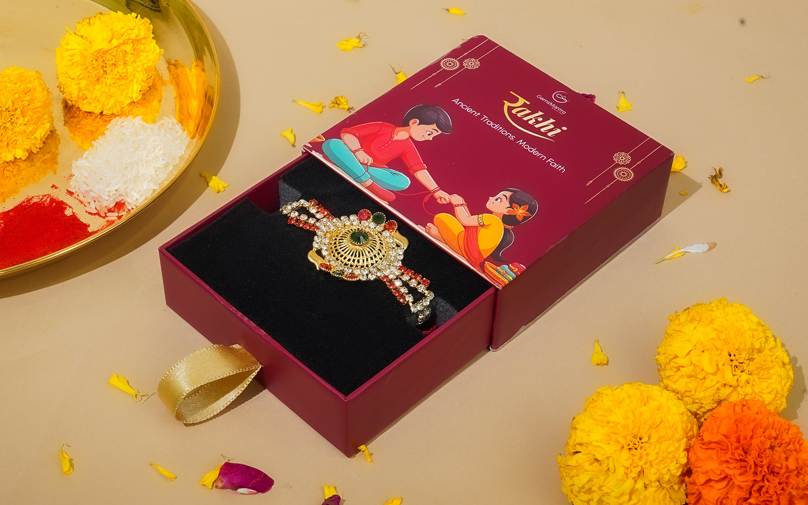 Divine Emerald Crown Rakhi
