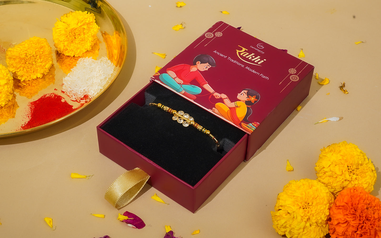 Minimalist Crystal Bloom Rakhi