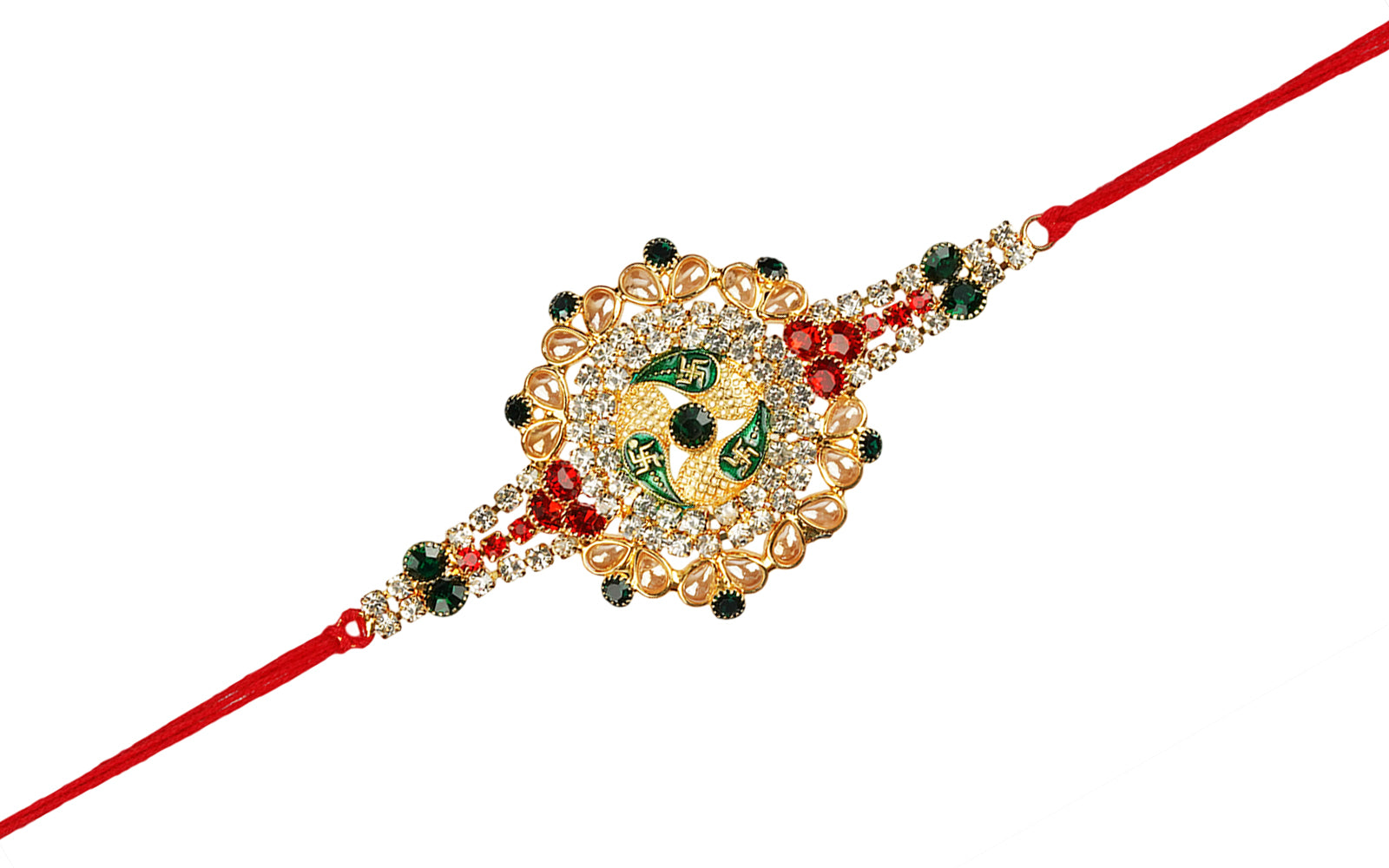 Radiant Red Kundan Rakhi