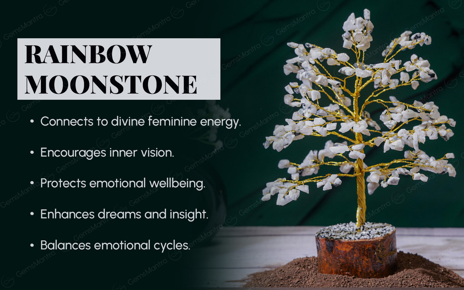 Large Rainbow Moonstone Crystal Tree