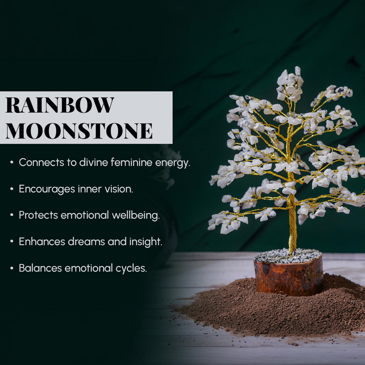 Rainbow Moonstone Crystal Tree – Large, for Vastu – view 3
