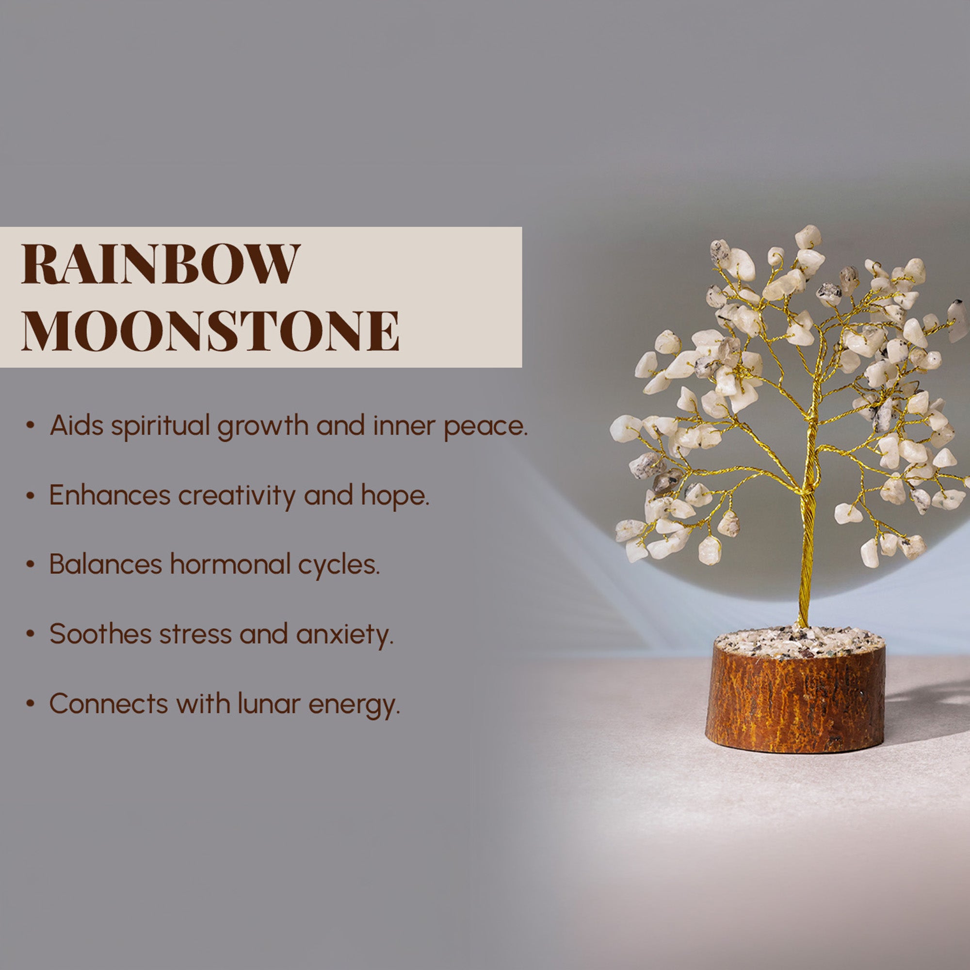 Rainbow Moonstone Crystal Tree – Small, for Vastu