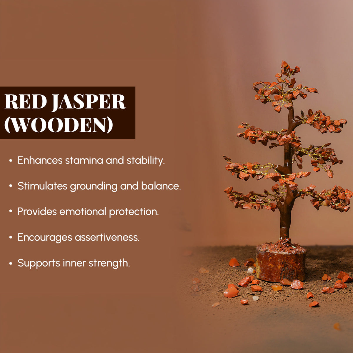 Red Jasper Crystal Tree – Wooden Base, for Vastu – view 3