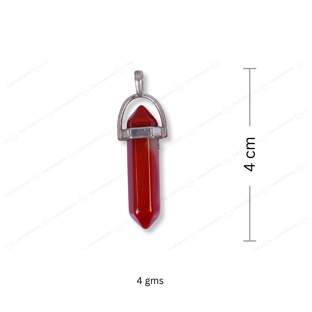 Red Carnelian Double Terminated Pencil Pendant - Gemsmantra
