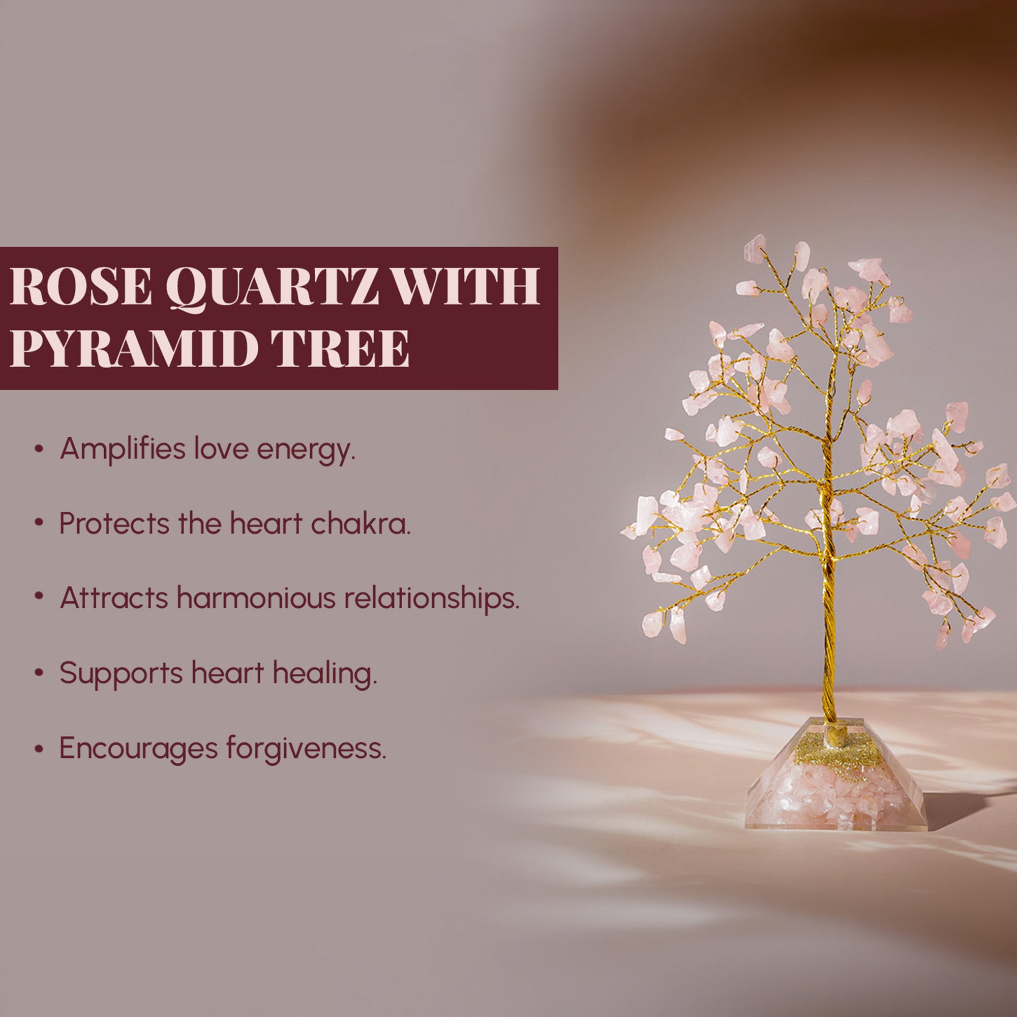 Rose Quartz Pyramid Tree – for Vastu