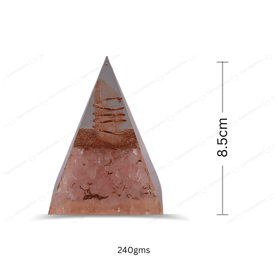 Rose Quartz Orgonite Nubian Pyramid/Orgone Pyramid - Gemsmantra