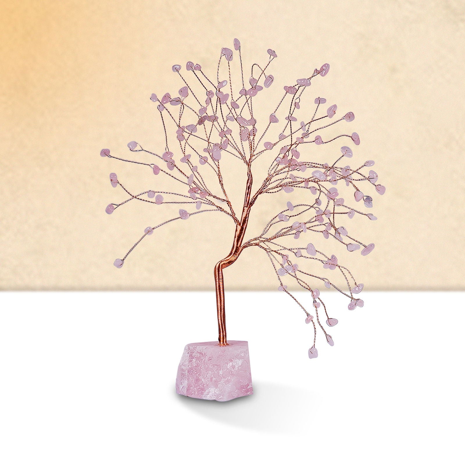 Rose Quartz With Raw Rose Quartz Large Tree - Gemsmantra