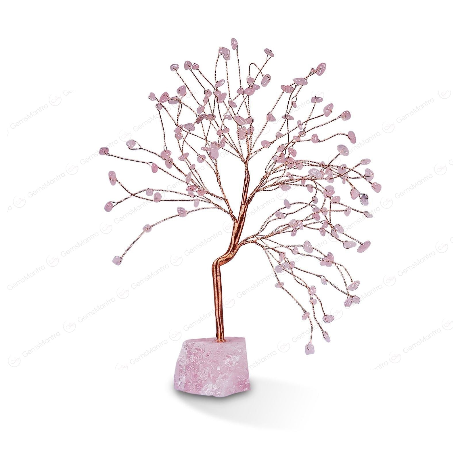 Rose Quartz With Raw Rose Quartz Large Tree - Gemsmantra