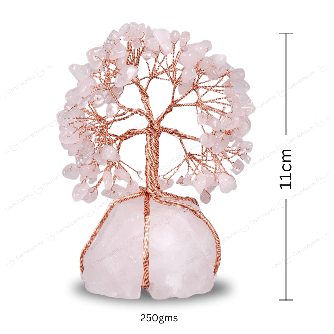 Rose Quartz With Raw Rose Quartz Tree - Gemsmantra