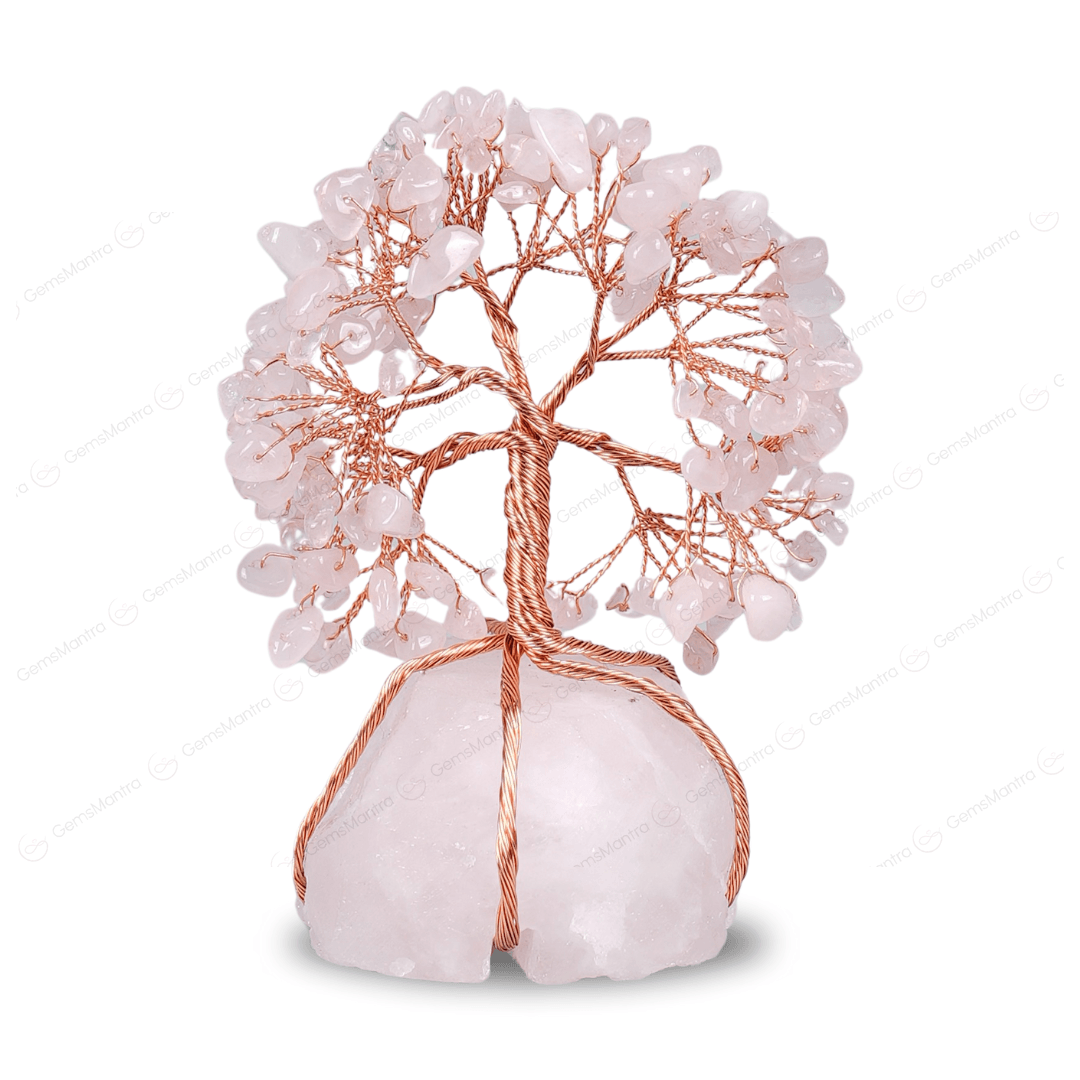 Rose Quartz With Raw Rose Quartz Tree - Gemsmantra