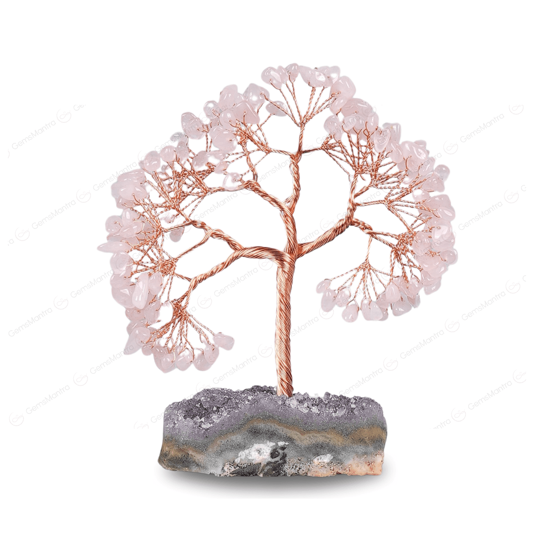Rose Quartz with Amethyst Cluster Tree - Gemsmantra