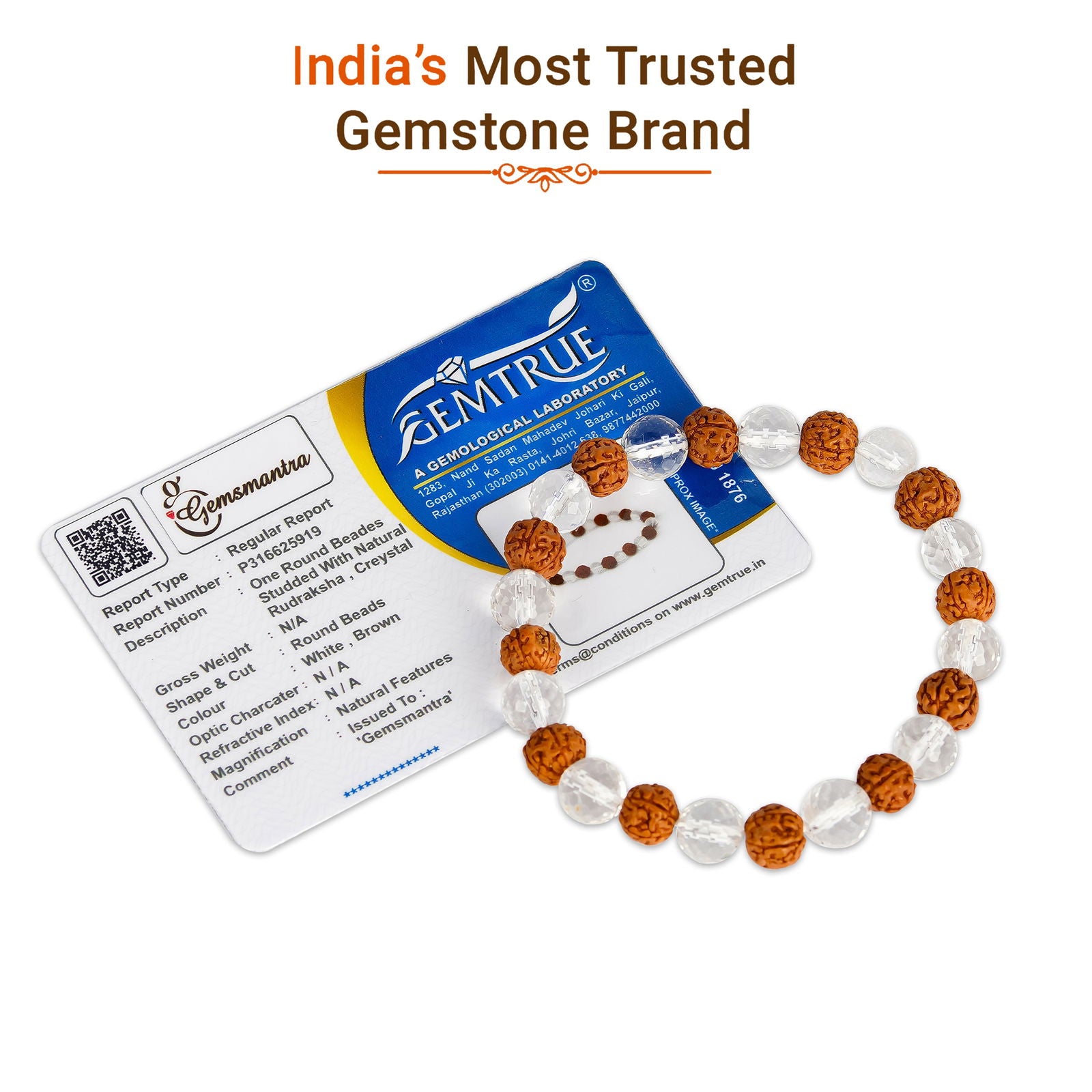 Rudraksha Crystal Bracelet - Gemsmantra