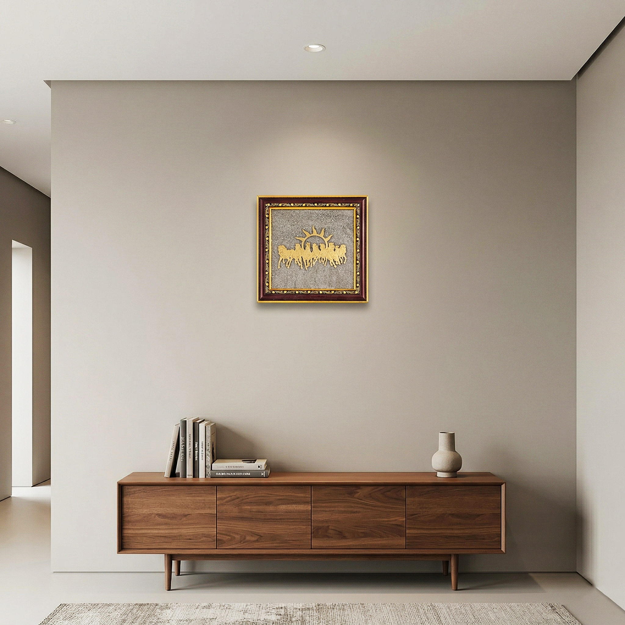 7 Horses Vastu Pyrite Dust Frame