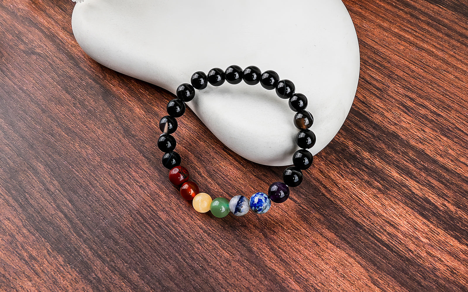 7 Chakra Onyx Bracelet