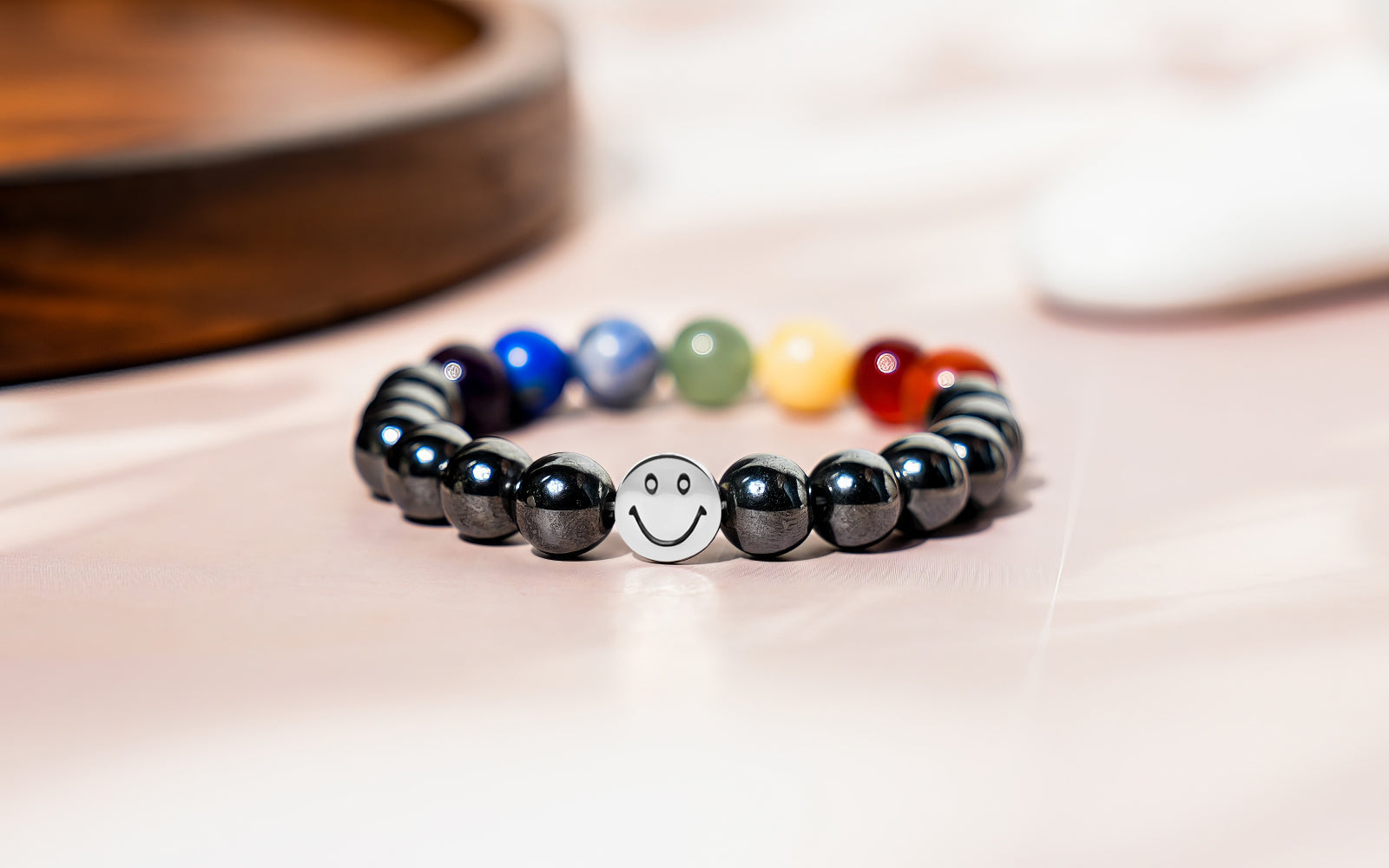 Smile Bracelet  7 Chakra with Hematite