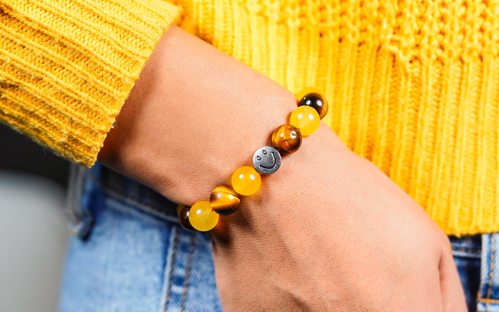 Smile Bracelet  Tiger Eye & Yellow Jade Combination