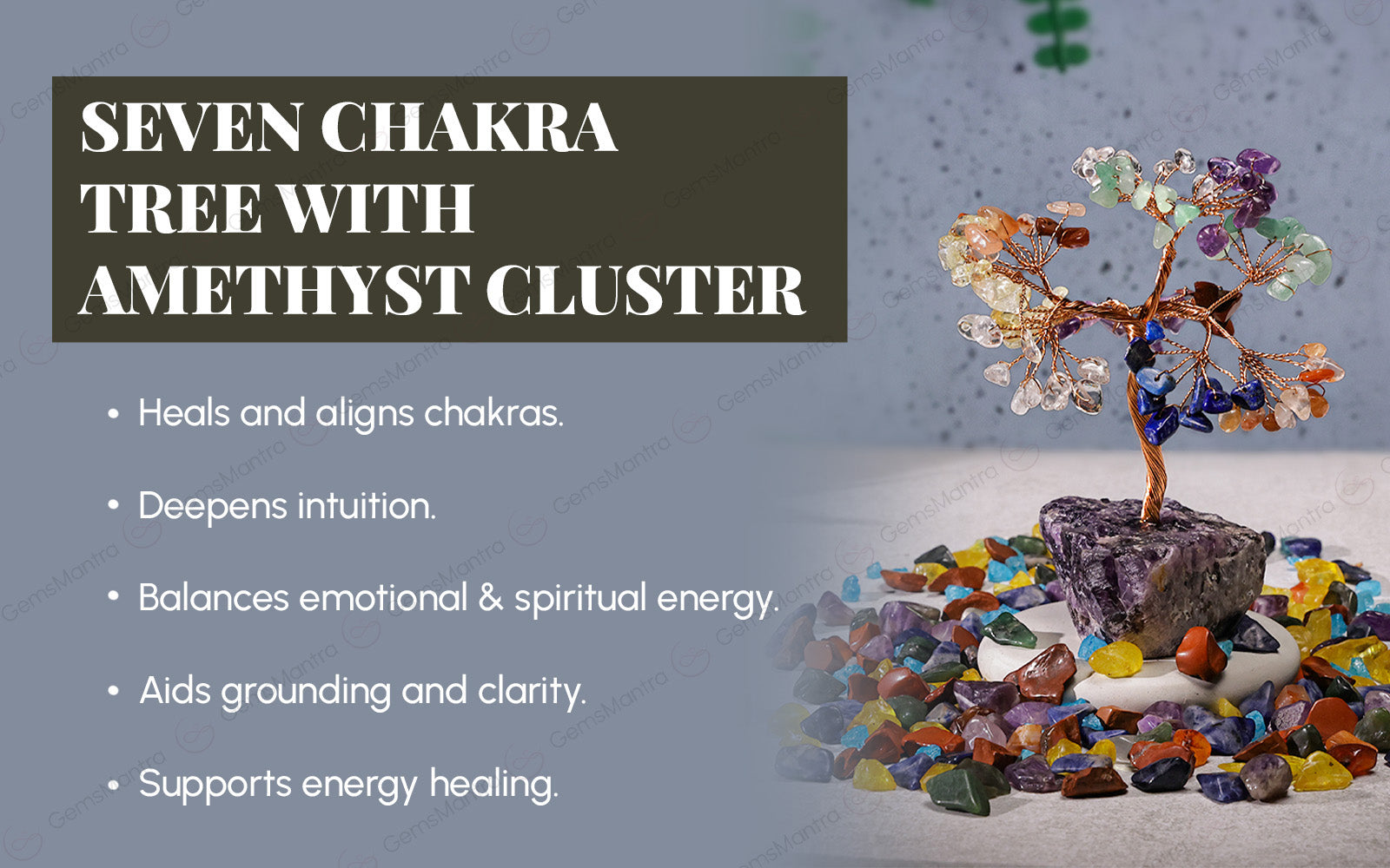 Seven Chakra With Amethyst Cluster