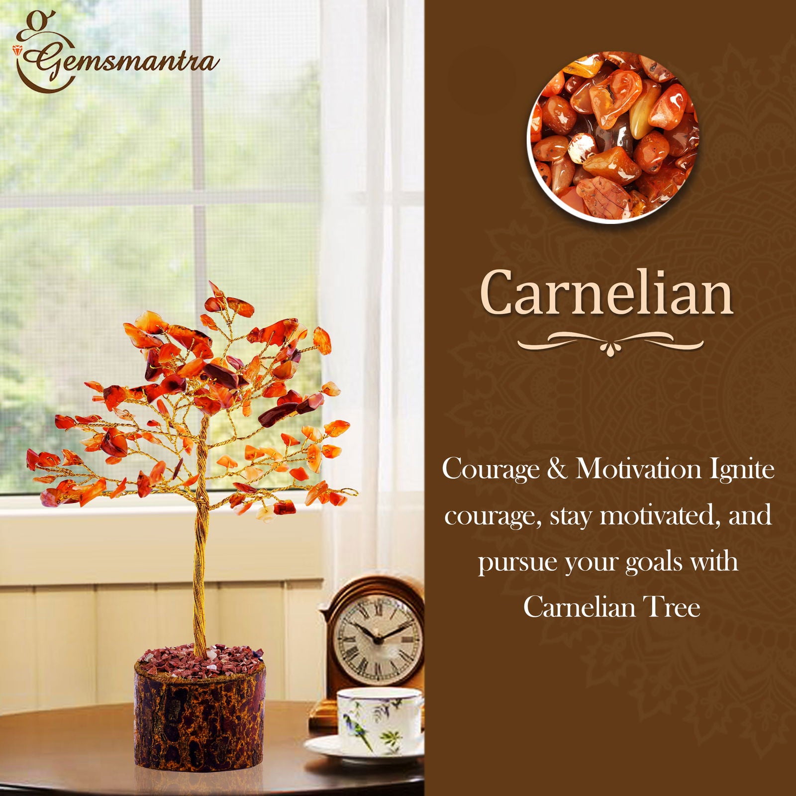 Small Carnelian Crystal Tree - Gemsmantra