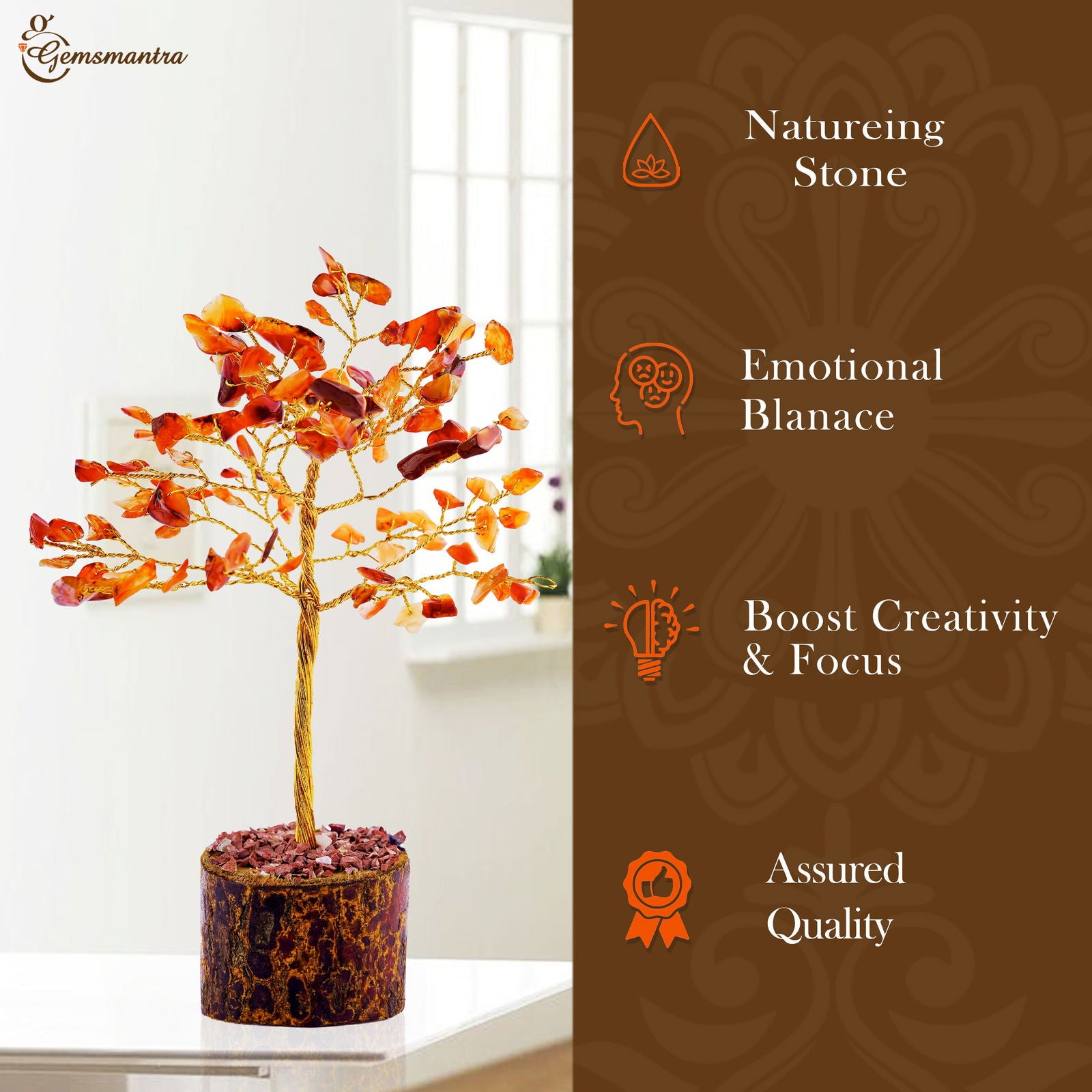 Small Carnelian Crystal Tree - Gemsmantra