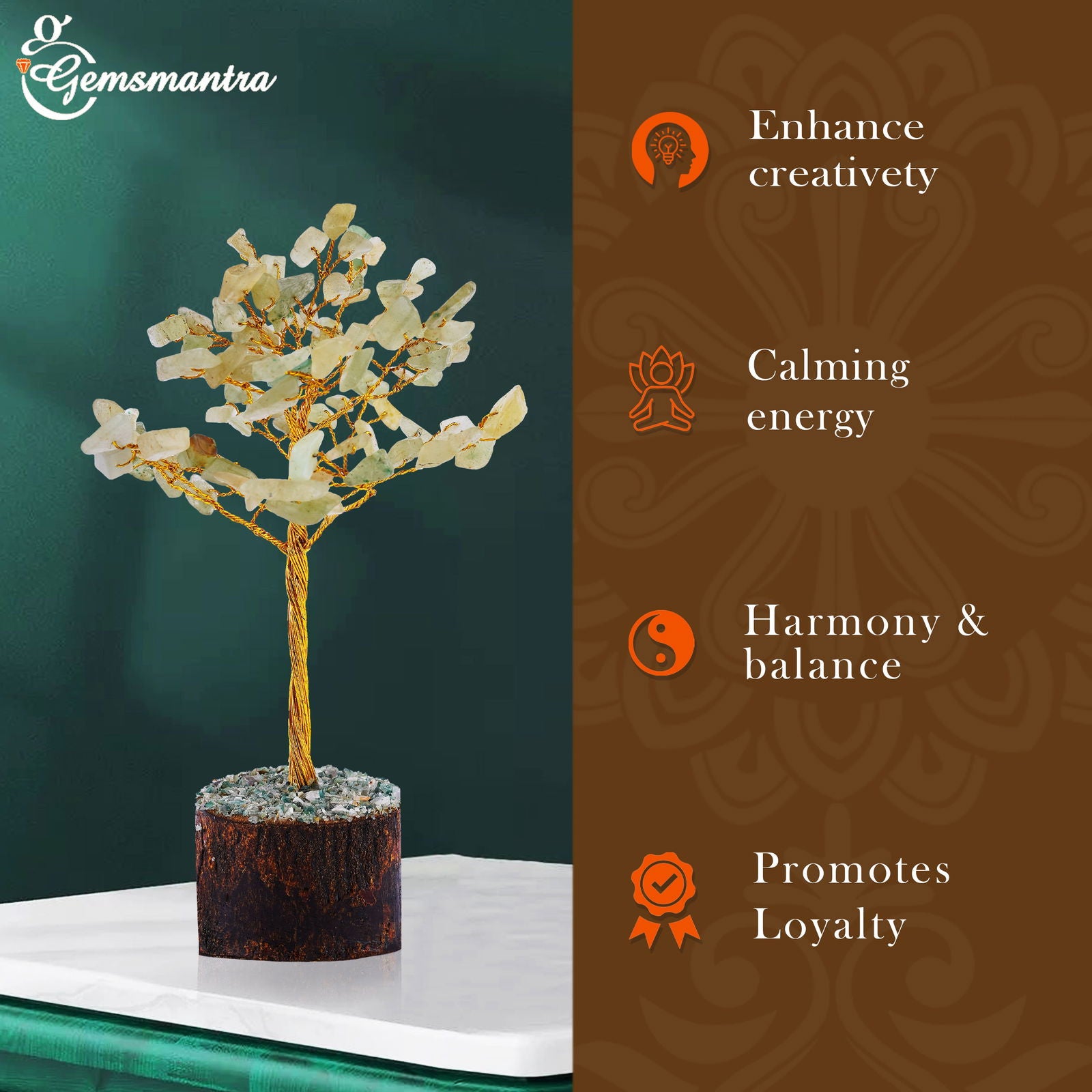 Small Green aventurine Crystal Tree - Gemsmantra