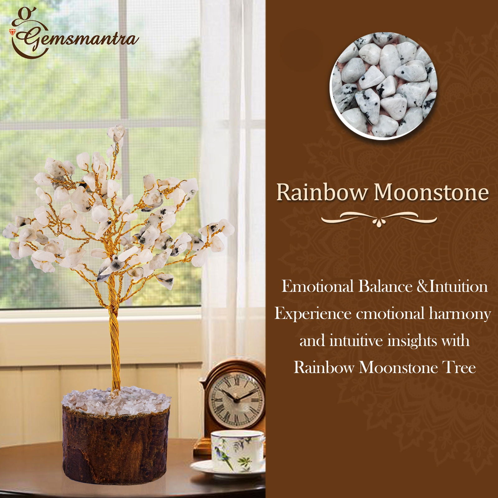 Small Rainbow Moonstone Crystal Tree - Gemsmantra