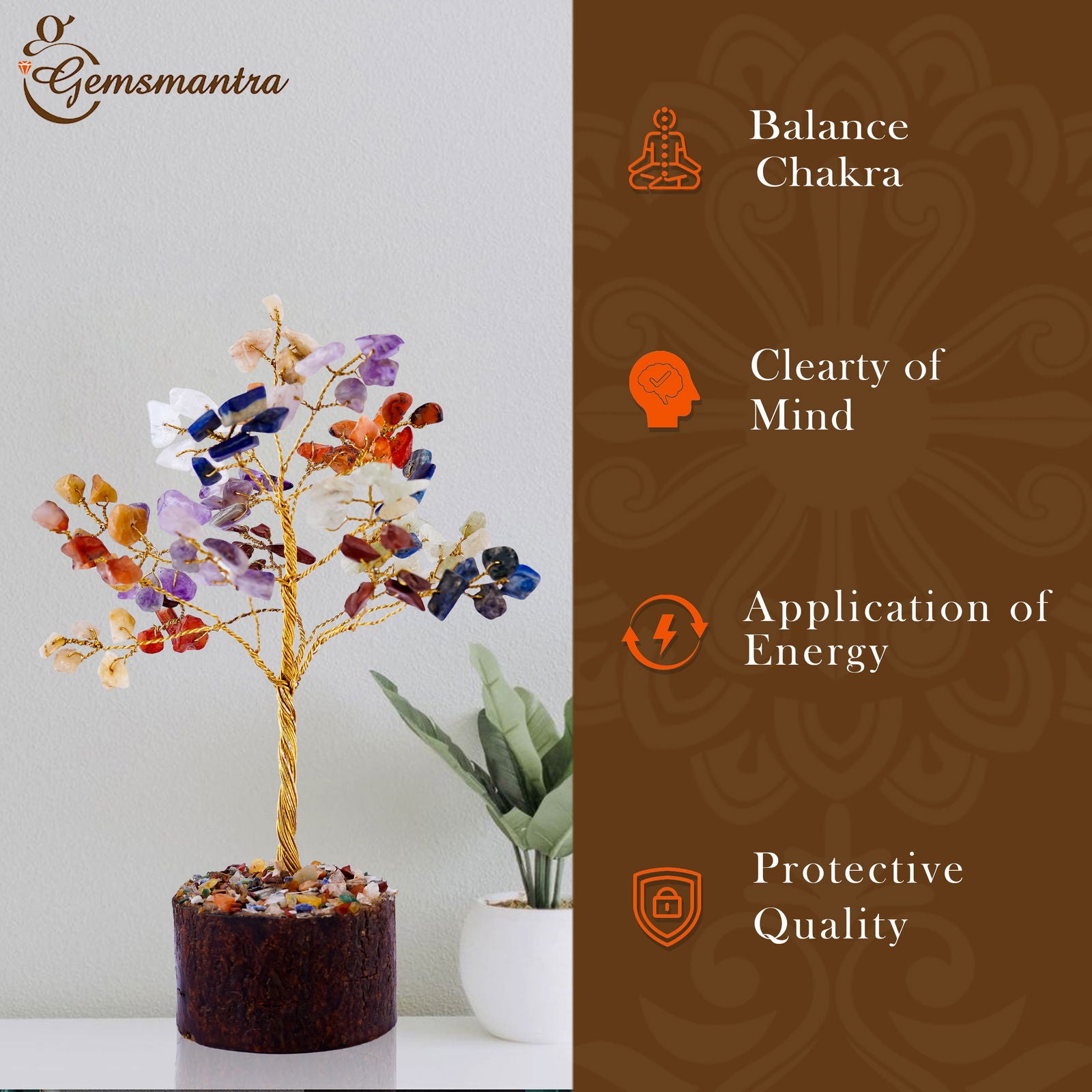 Small Seven Chakra Crystal Tree - Gemsmantra