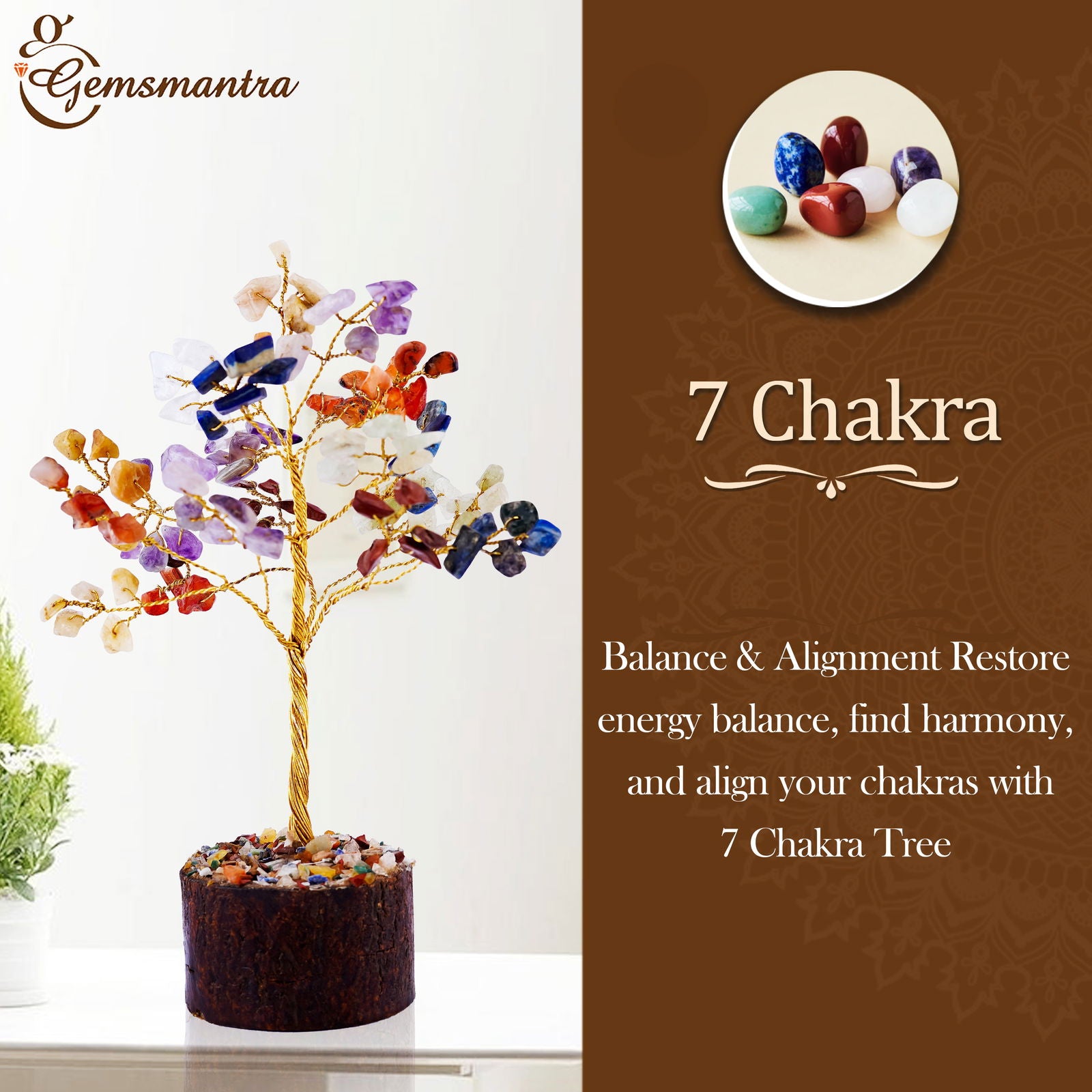 Small Seven Chakra Crystal Tree - Gemsmantra