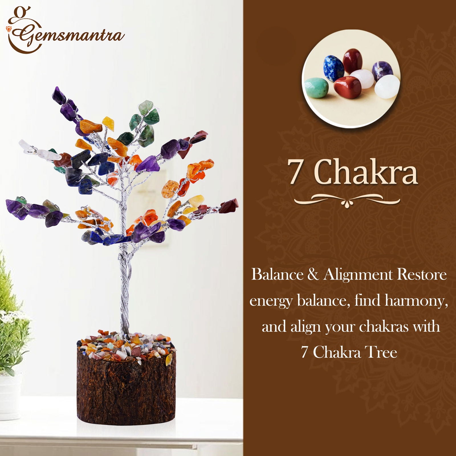 Small Seven Chakra Crystal Tree - Gemsmantra